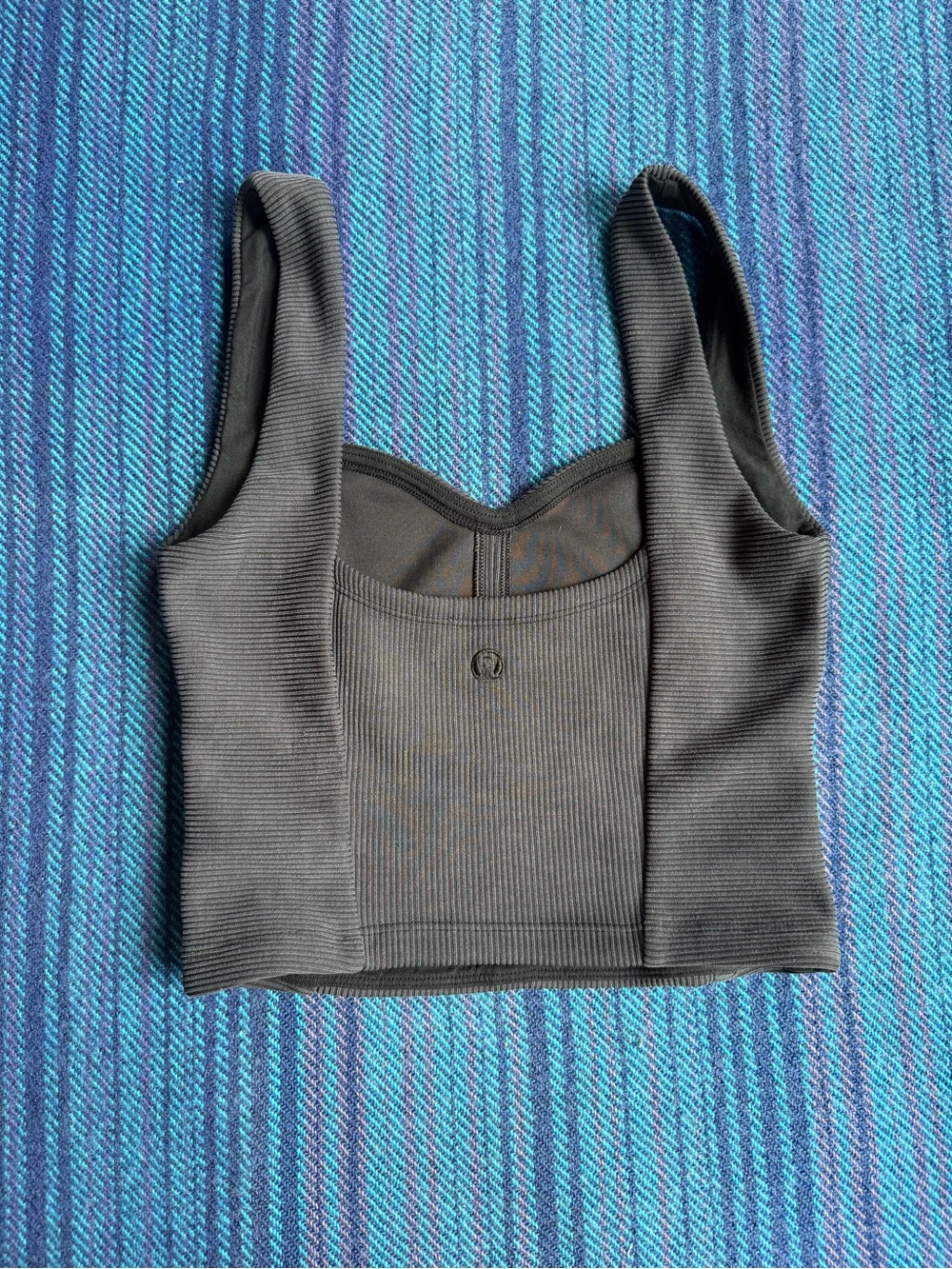 Lululemon Ribbed Softstreme Sweetheart Crop Tank Top - Charcoal Black - Picture 8 of 8